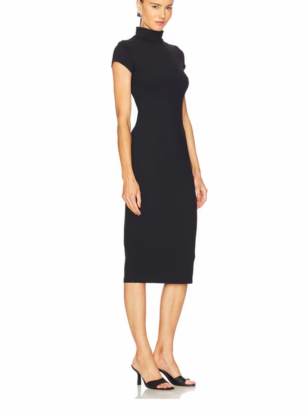 Susana Monaco Black Mock Neck Midi Dress
